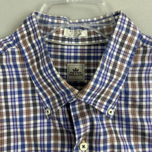 Peter Millar Button Down Shirt Long Sleeve XL Multicolor Plaid Pocket - Picture 3 of 8